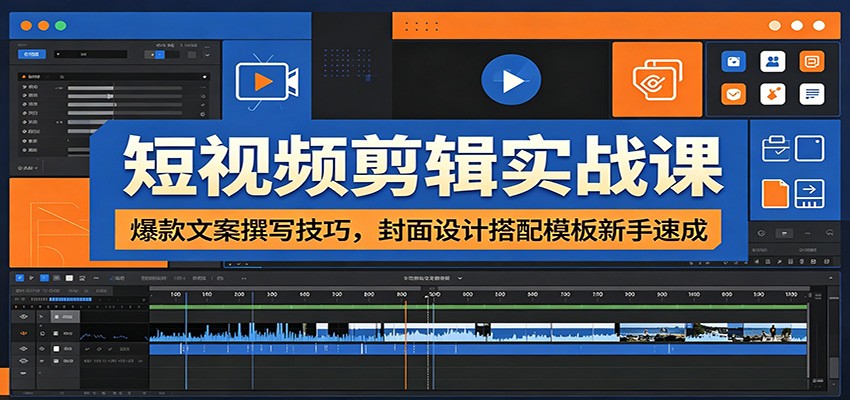 短视频剪辑实战课：爆款文案撰写技巧，封面设计搭配模板新手速成-零创仓