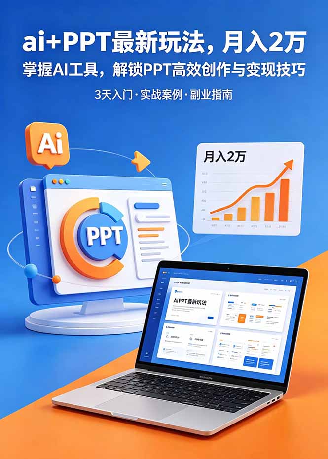ai+PPT最新玩法,月入2万掌握AI工具,解锁PPT高效创作与变现技巧3天入门,实战案例·副业指南-零创仓