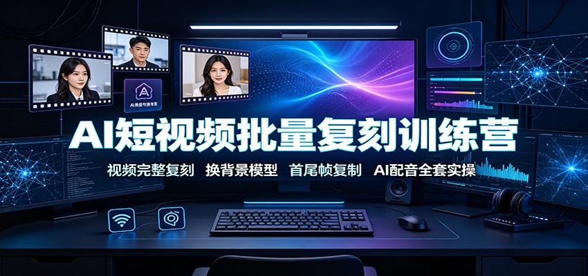 AI短视频批量复刻训练营：视频完整复刻，换背景模型、首尾帧复制、AI配音全套实操-零创仓