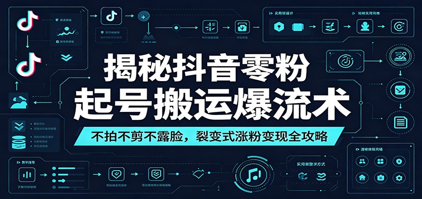 揭秘抖音零粉起号搬运爆流术:不拍不剪不露脸,裂变式涨粉变现全攻略-零创仓