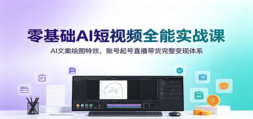 零基础AI短视频全能实战课：AI文案绘图特效，账号起号直播带货完整变现体系-零创仓