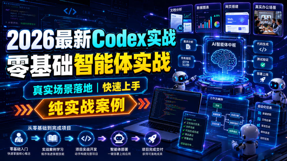 2026最新Codex实战零基础智能体实战，真实场景落地，快速上手，纯实战案例-零创仓