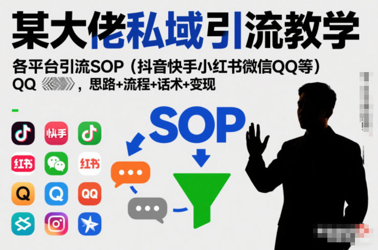 某大佬私域引流教学，各平台引流SOP(抖音快手小红书微信QQ等)，思路+流程+话术+变现(更新0708)-零创仓