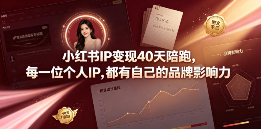 小红书IP变现40天陪跑，每一位个人IP，都有自己的品牌影响力-零创仓