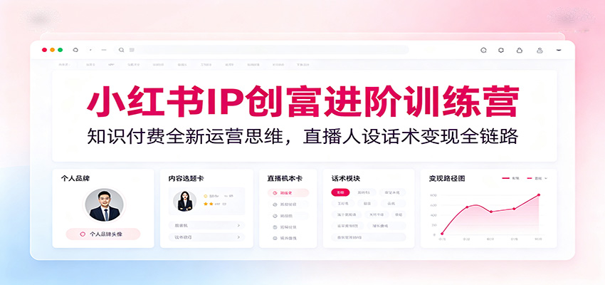 小红书IP创富进阶训练营:知识付费全新运营思维,直播人设话术变现全链路-零创仓