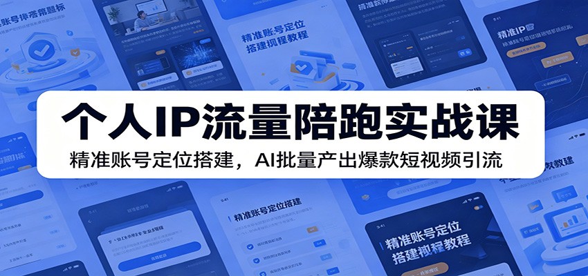 个人IP流量陪跑实战课:精准账号定位搭建,AI批量产出爆款短视频引流-零创仓