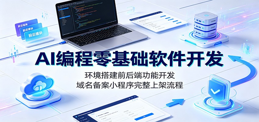 AI编程零基础软件开发：环境搭建前后端功能开发，域名备案小程序完整上架流程-零创仓