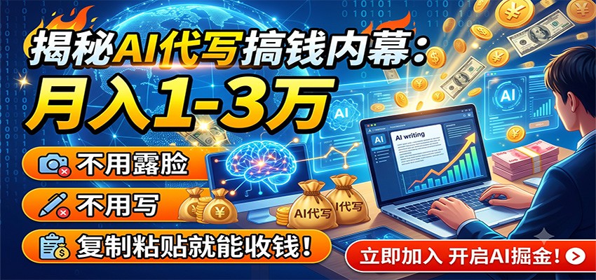 揭秘AI代写搞钱内幕：月入1-3万，不用露脸不用写，复制粘贴就能收钱！-零创仓