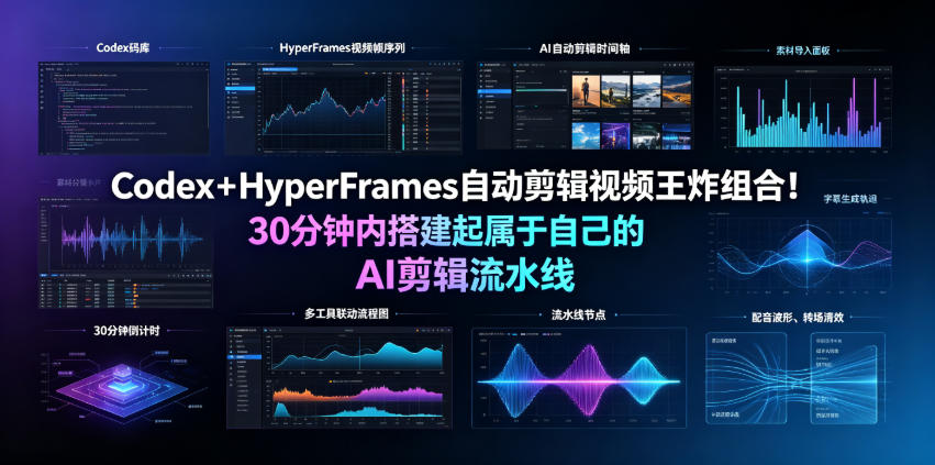 Codex＋HyperFrames自动剪辑视频王炸组合！30分钟内搭建起属于自己的AI剪辑流水线(完整版实操教程手册)-零创仓