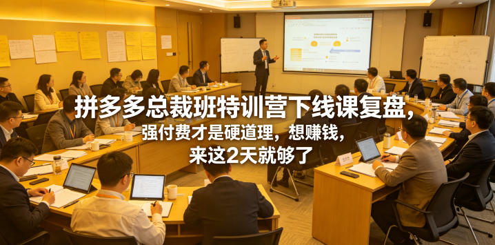 拼多多总裁班特训营下线课复盘,强付费才是硬道理,想賺钱,来这2天就够了-零创仓