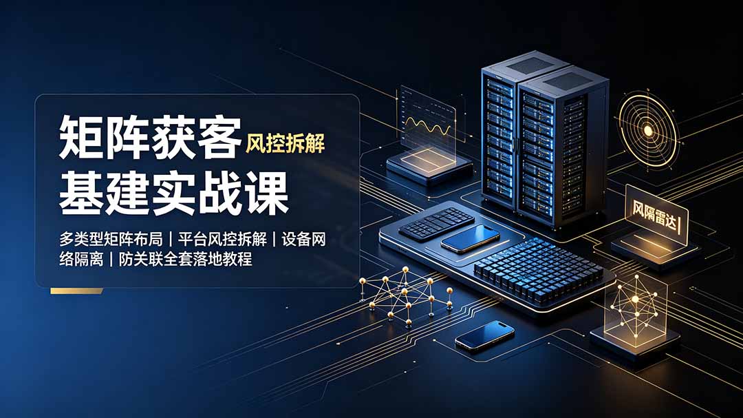 矩阵获客基建实战课：多类型矩阵布局｜平台风控拆解｜设备网络隔离｜防关联全套落地教程-零创仓