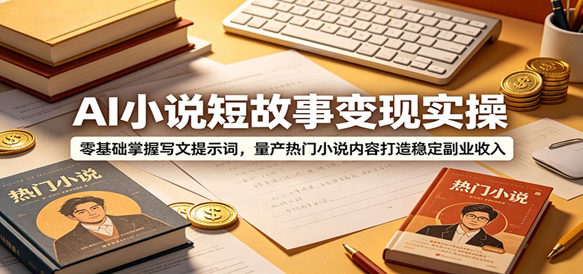 AI小说短故事变现实操：零基础掌握写文提示词，量产热门小说内容打造稳定副业收入-零创仓