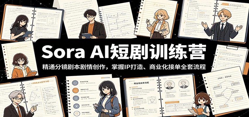 Sora AI短剧训练营:精通分镜剧本剧情创作,掌握IP打造、商业化接单全套流程-零创仓