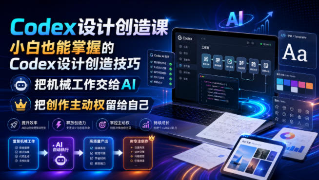 Codex设计创造课，小白也能掌握的Codex设计创造技巧，把机械工作交给AI，把创作主动权留给自己-零创仓