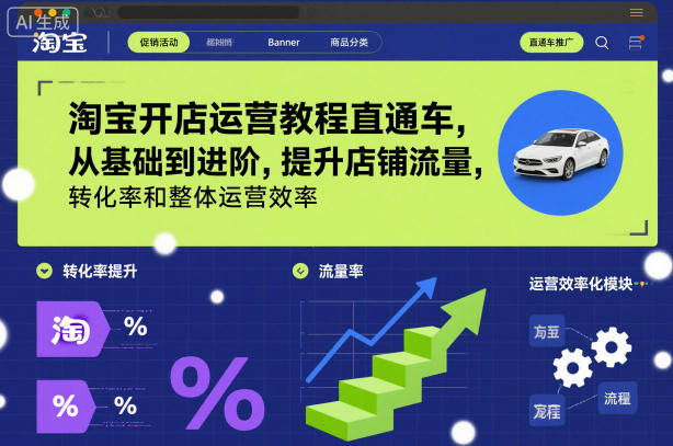 淘宝开店运营教程直通车，从基础到进阶，提升店铺流量，转化率和整体运营效率(更新26年07月11日)-零创仓