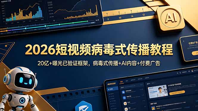 2026短视频病毒式传播教程:20亿+曝光已验证框架,病毒式传播+AI内容+付费广告-零创仓