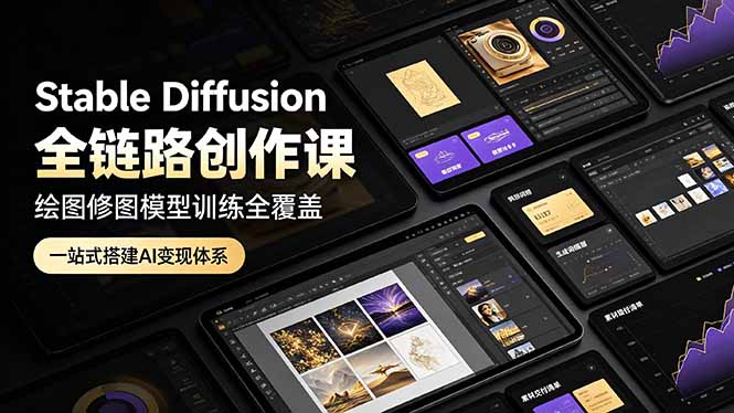Stable Diffusion全链路创作课,绘图修图模型训练全覆盖,一站式搭建AI变现体系-零创仓