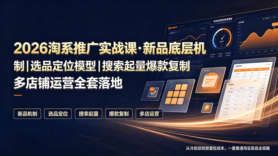 2026淘系推广实战课·新品底层机制｜选品定位模型｜搜索起量爆款复制多店铺运营全套落地教程-零创仓