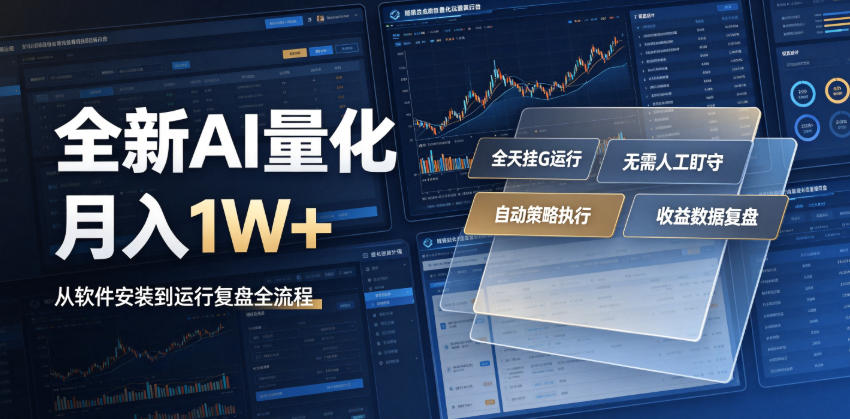 全新AI量化月入1W+，一台电脑全天挂G运行，不用盯不用操作，懒人专属副业！【揭秘】-零创仓