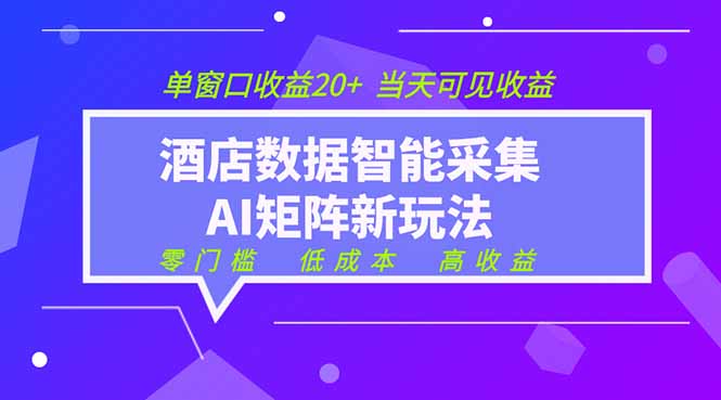 2026酒店数据采集ai智能矩阵新风口 低成本 高收益 当天见收益 单窗口20+-零创仓