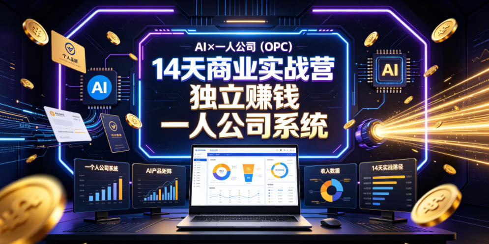 AI×一人公司(OPC)14天商业实战营,用AI帮你搭建一个属于你自己的、能独立賺钱的一人公司系统-零创仓