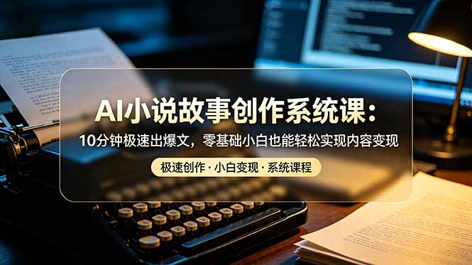 AI小说故事创作系统课：10分钟极速出爆文，零基础小白也能轻松实现内容变现-零创仓