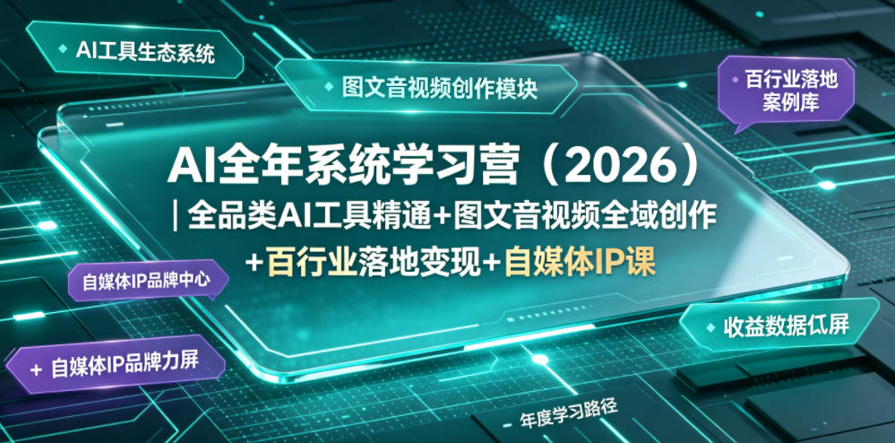AI全年系统学习营(2026)｜全品类AI工具精通+图文音视频全域创作+百行业落地变现+自媒体IP打造年度进阶大课-零创仓