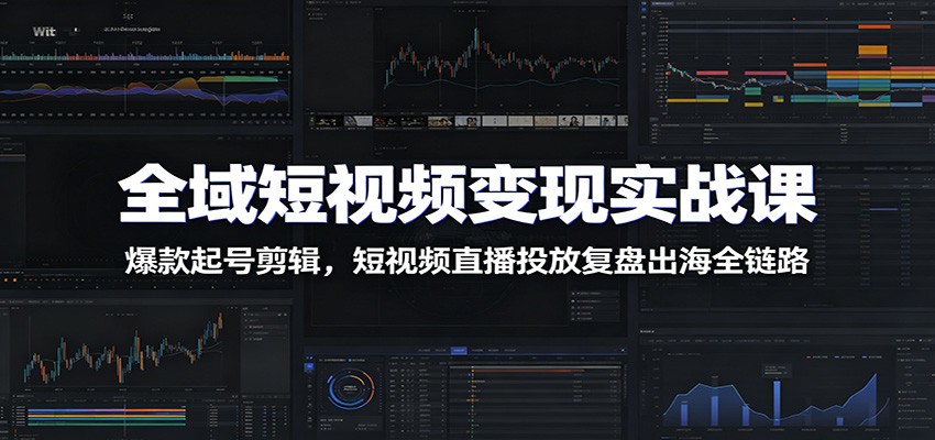 全域短视频变现实战课:爆款起号剪辑,短视频直播投放复盘出海全链路-零创仓