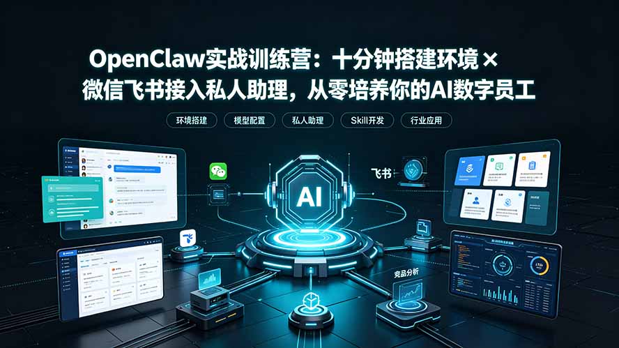 OpenClaw实战特训营：十分钟搭建环境×微信飞书接入私人助理，从零培养你的AI数字员工-零创仓