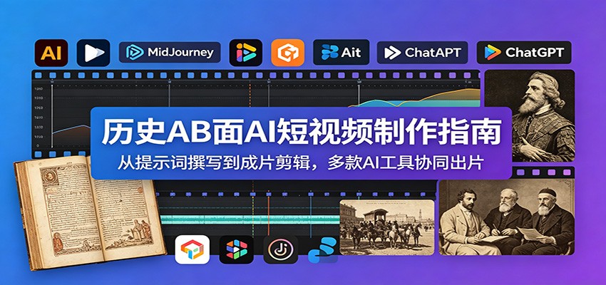 历史AB面AI短视频制作指南：从提示词撰写到成片剪辑，多款AI工具协同出片-零创仓