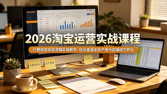 2026 淘宝运营实战课程，付费投放底层逻辑实操教学，优化直通车投产提升店铺成交转化-零创仓