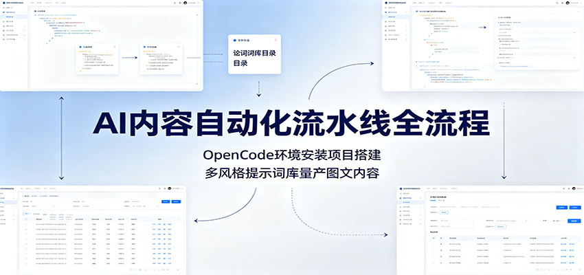 AI内容自动化流水线全流程：OpenCode环境安装项目搭建，多风格提示词库量产图文内容-零创仓