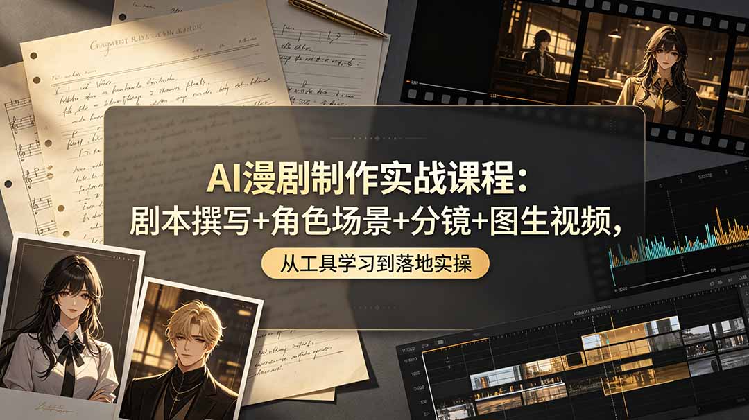 AI漫剧制作实战课程：剧本撰写+角色场景+分镜+图生视频，从工具学习到落地实操-零创仓