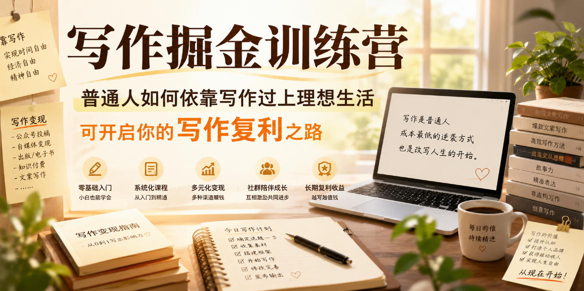 写作掘金训练营，普通人如何依靠写作过上理想生活，可开启你的写作复利之路(更新6月)-零创仓