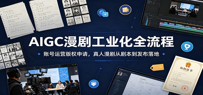 AIGC漫剧工业化全流程：账号运营版权申请，真人漫剧从剧本到发布落地-零创仓