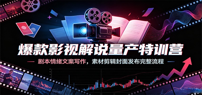 爆款影视解说量产特训营：剧本情绪文案写作，素材剪辑封面发布完整流程-零创仓