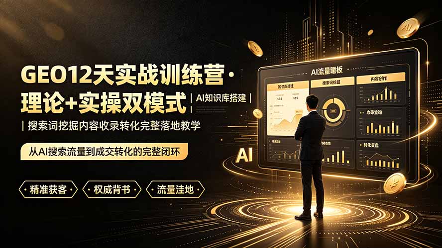 GEO12天实战训练营·理论+实操双模式｜AI知识库搭建｜搜索词挖掘内容收录转化完整落地教学-零创仓
