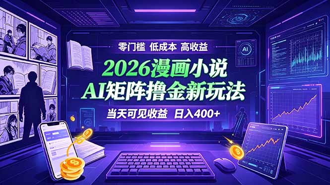 爆款小说漫画大阅读 ai矩阵操作 当天可见收益 日入400+ 零门槛 高收益-零创仓