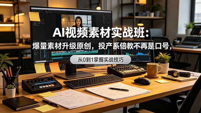 AI视频素材实战班：爆量素材升级原创，投产翻倍不再是口号，0-1系统教学实战落地-零创仓