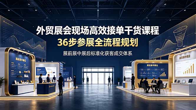 外贸展会现场高效接单干货课程，36步参展全流程规划，展前展中展后标准化获客成交体系-零创仓