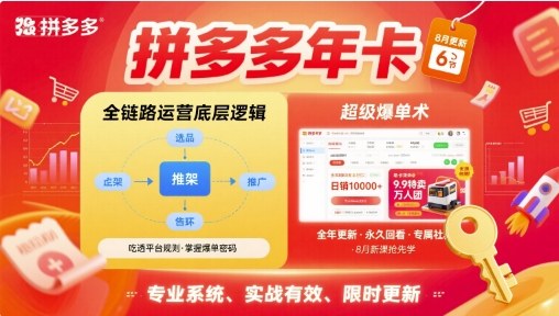 拼多多年卡，拼多多全链路运营底层逻辑，超级爆单术【更新26年6月】-零创仓