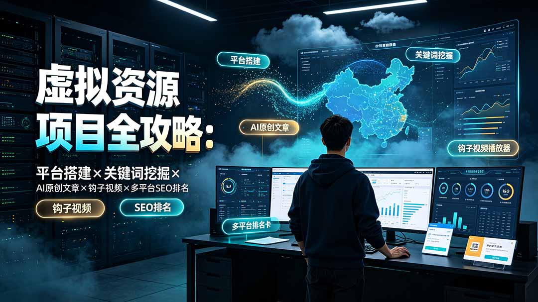 虚拟资源项目全攻略：平台搭建×关键词挖掘×AI原创文章×钩子视频×多平台SEO排名-零创仓