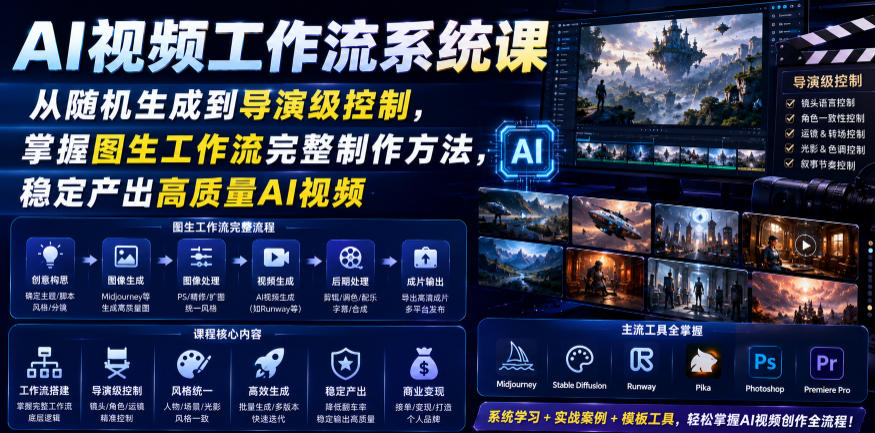 AI视频工作流系统课,从随机生成到导演级控制,掌握图生工作流完整制作方法,稳定产出高质量AI视频-零创仓