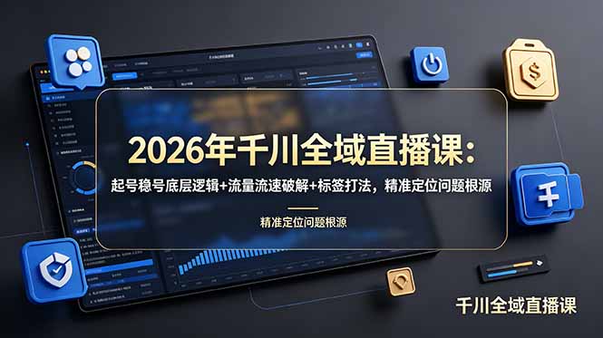 2026年千川全域直播课：起号稳号底层逻辑+流量流速破解+标签打法，精准定位问题根源-零创仓