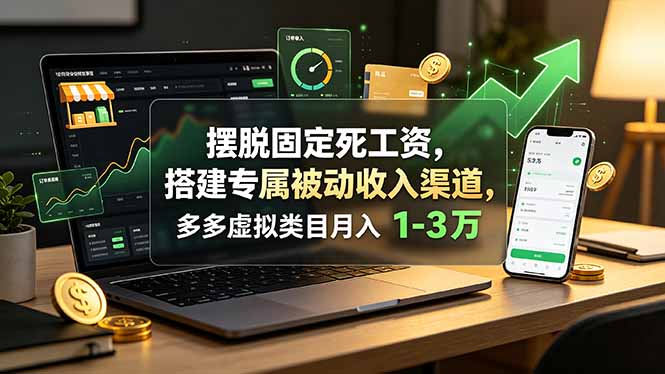 摆脱固定死工资，搭建专属被动收入渠道，多多虚拟类目月入 1-3 万-零创仓