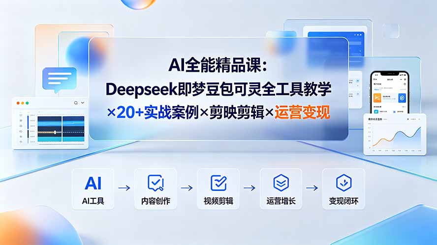 AI全能精品课：Deepseek即梦豆包可灵全工具教学×20+实战案例×剪映剪辑×运营变现-零创仓