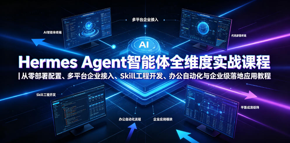 Hermes Agent智能体全维度实战课程｜从零部署配置、多平台企业接入、Skill工程开发、办公自动化与企业级落地应用教程-零创仓