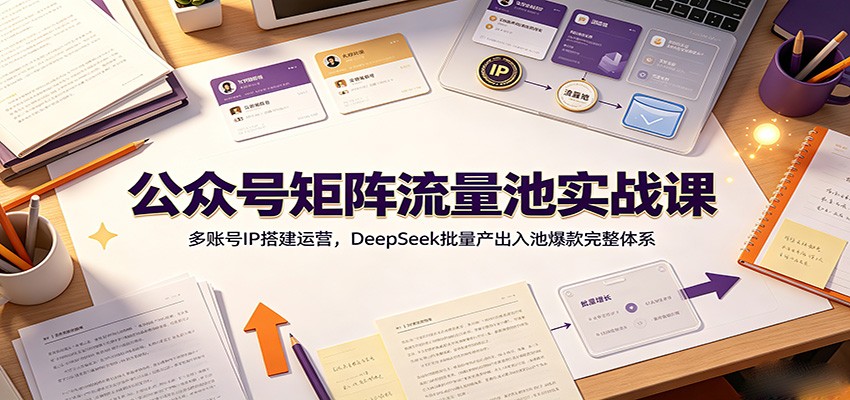 公众号矩阵流量池实战课：多账号IP搭建运营，DeepSeek批量产出入池爆款完整体系-零创仓