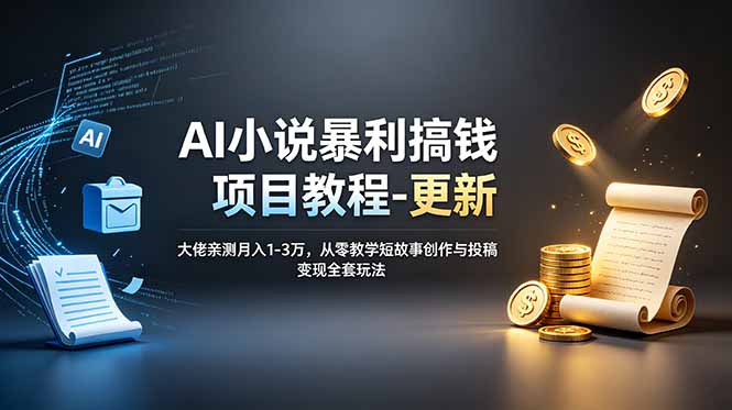 AI小说暴利搞钱项目教程-更新，大佬亲测月入1-3万，从零教学短故事创作与投稿变现全套玩法-零创仓