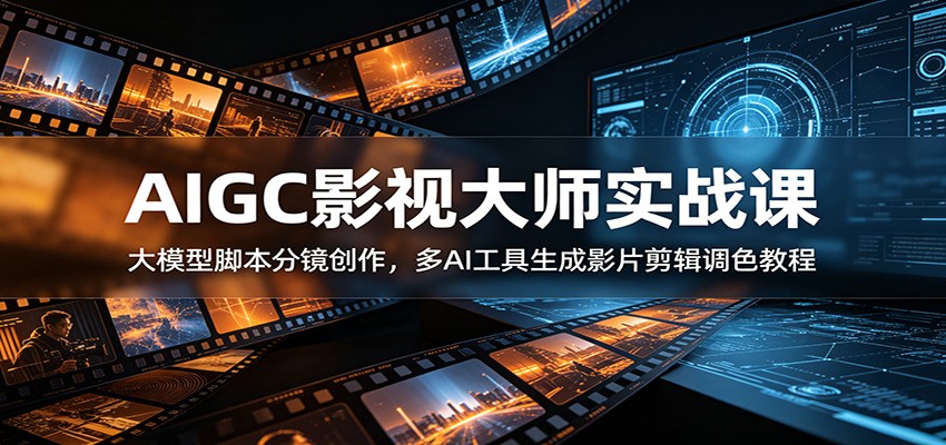 AIGC影视大师实战课：大模型脚本分镜创作，多AI工具生成影片剪辑调色教程-零创仓